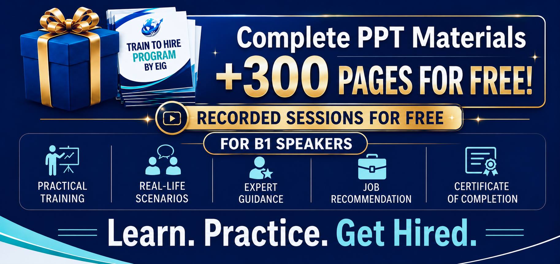 Complete PPT Materials +300 Pages FREE and Recorded Sessions for FREE for B1 Speakers
