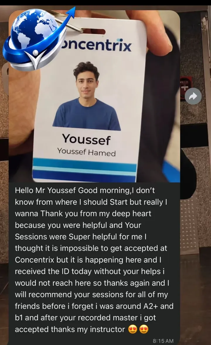 Youssef Hamed hired at Concentrix · Recorded Master · Hired