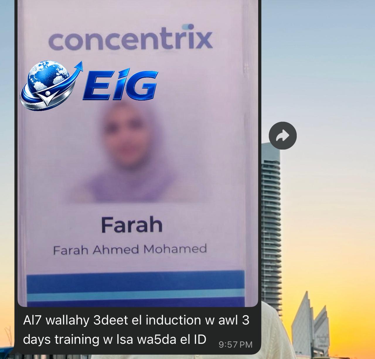 Farah Ahmed Mohamed hired at Concentrix · Induction + Training