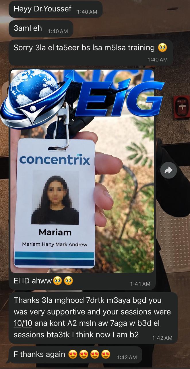 Mariam Hany Mark hired at Concentrix · Hired